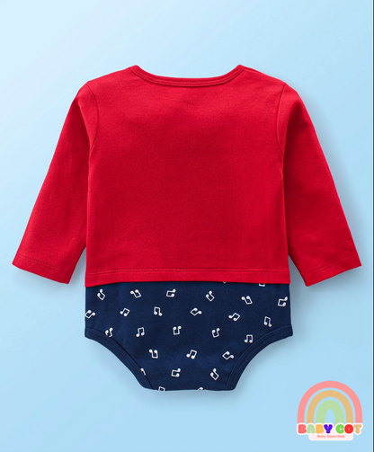 100% Cotton Interlock Knit Full Sleeves Onesies With Stripes & Penguin Print Pack of 3 -Multicolour