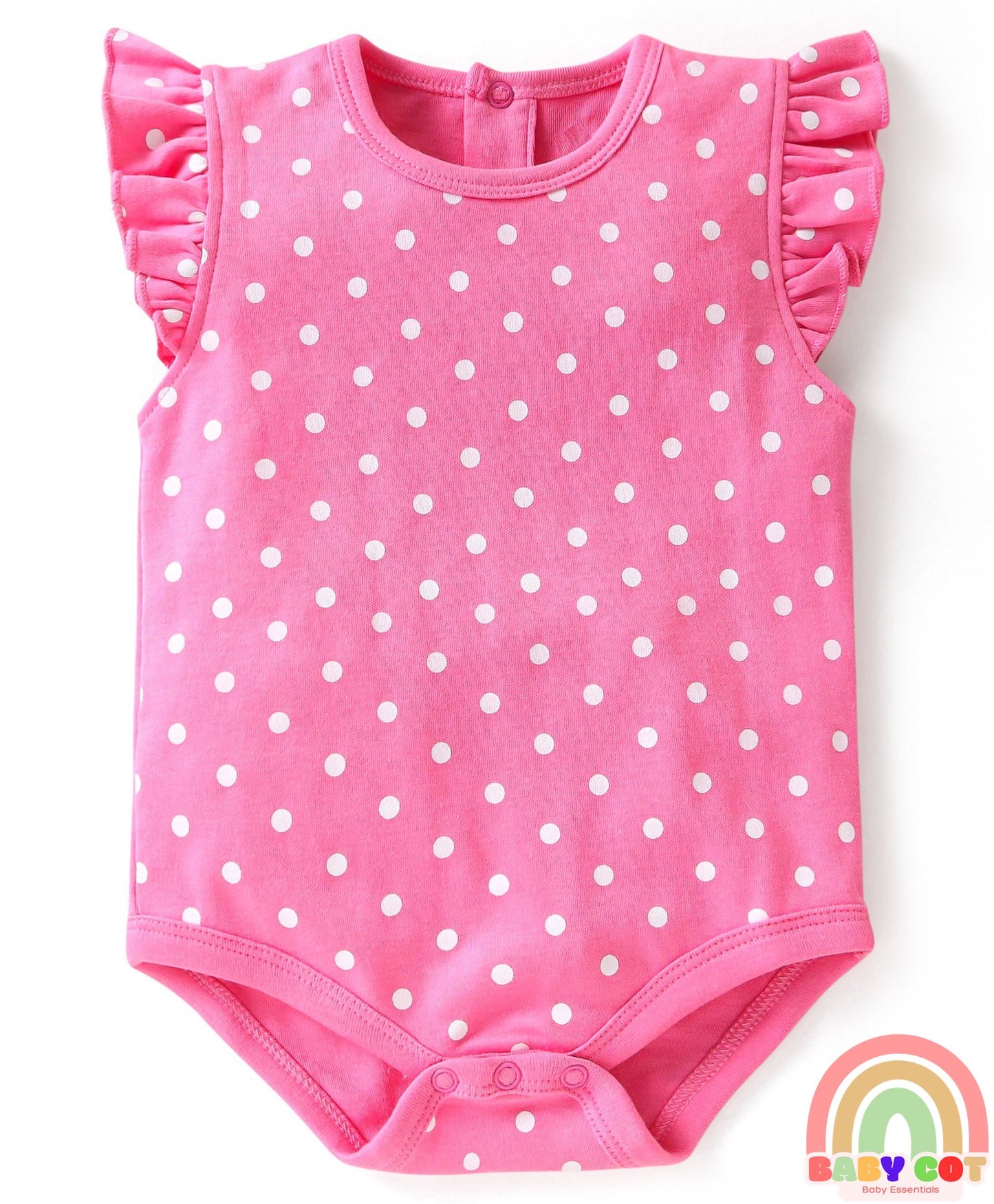 100% Cotton Frill Sleeves Polka Dots & Floral Printed Onesies Pack of 3 - Multicolour