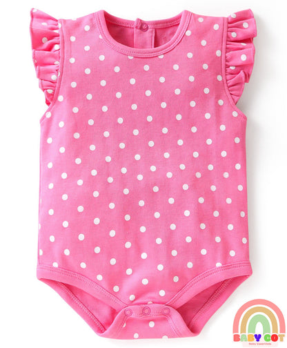 100% Cotton Frill Sleeves Polka Dots & Floral Printed Onesies Pack of 3 - Multicolour