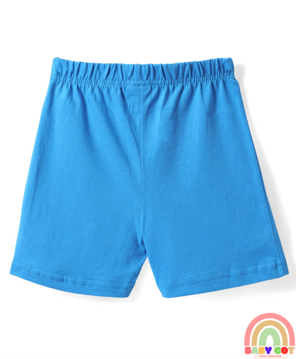 Cotton Knit Mid Thigh Shorts with Tropical Theme Print & Stripes Pack of 3 - Multicolor