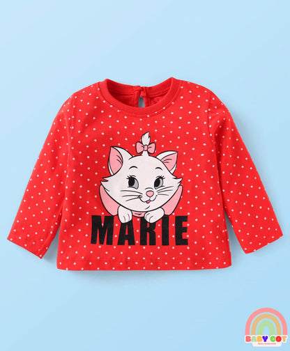 Single Jersey Knit Full Sleeves T-Shirts With Aristocats Marie Graphics Pack Of 3 - Pink Red & White