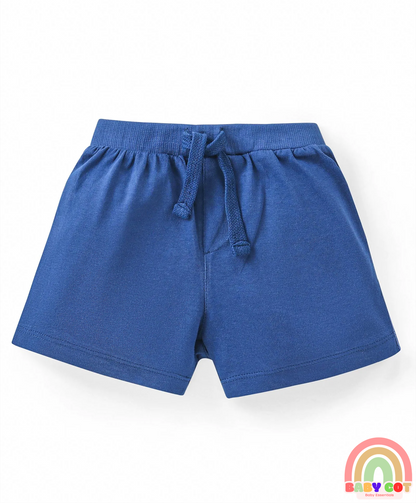 Cotton Knit Shorts with Number & Text Print Pack of 3 - Blue Red & Yellow