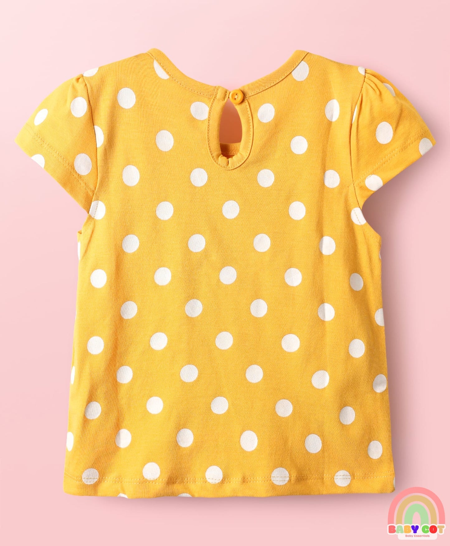 100% Cotton Knit Half Sleeves T-Shirts with Rainbow & Polka Dots Print Pack of 3 - Yellow Navy Blue & White