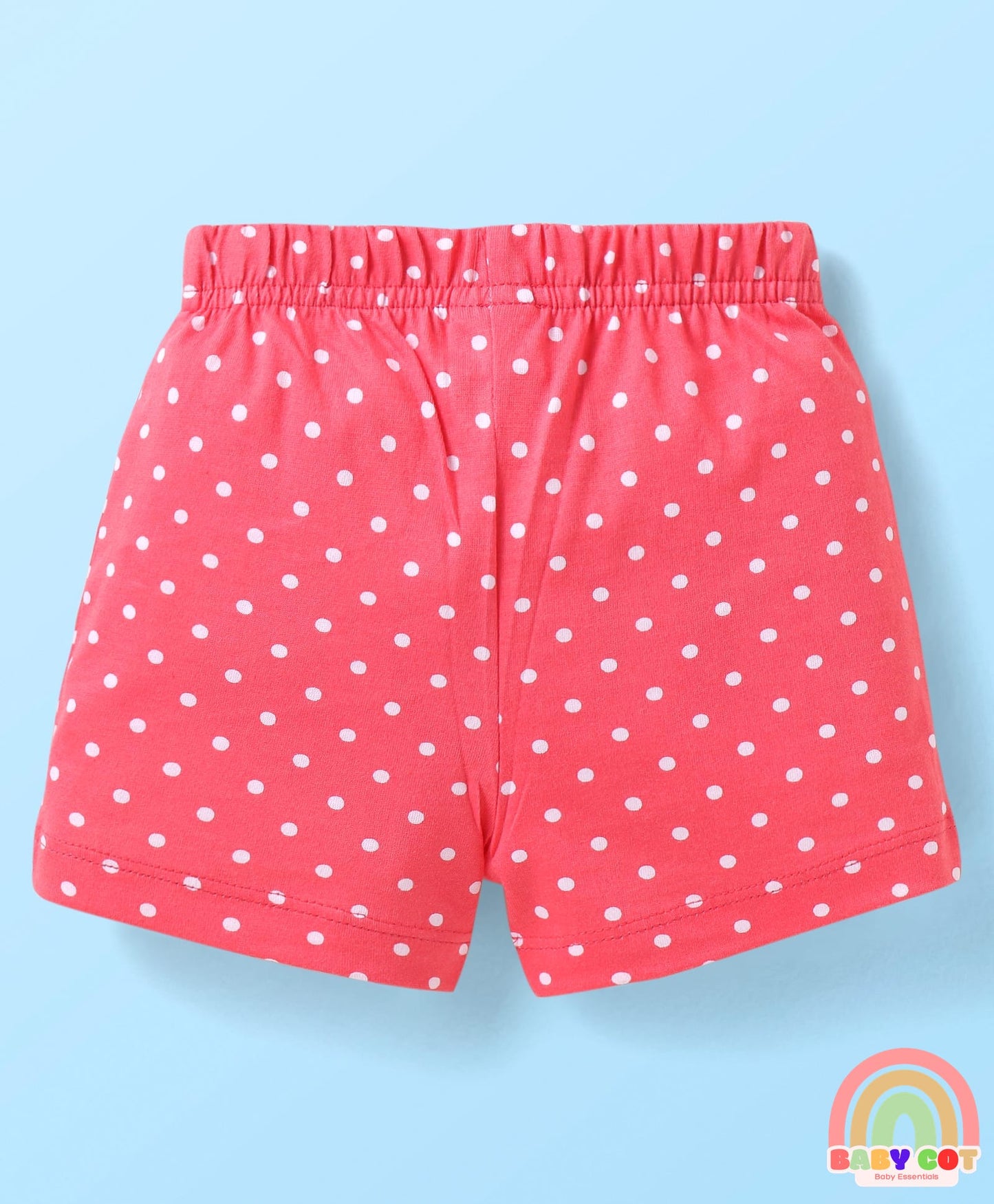 Cotton Knit Mid Thigh Shorts with Floral & Polka Dot Print & Bow Applique Pack of 3 - Pink & Grey
