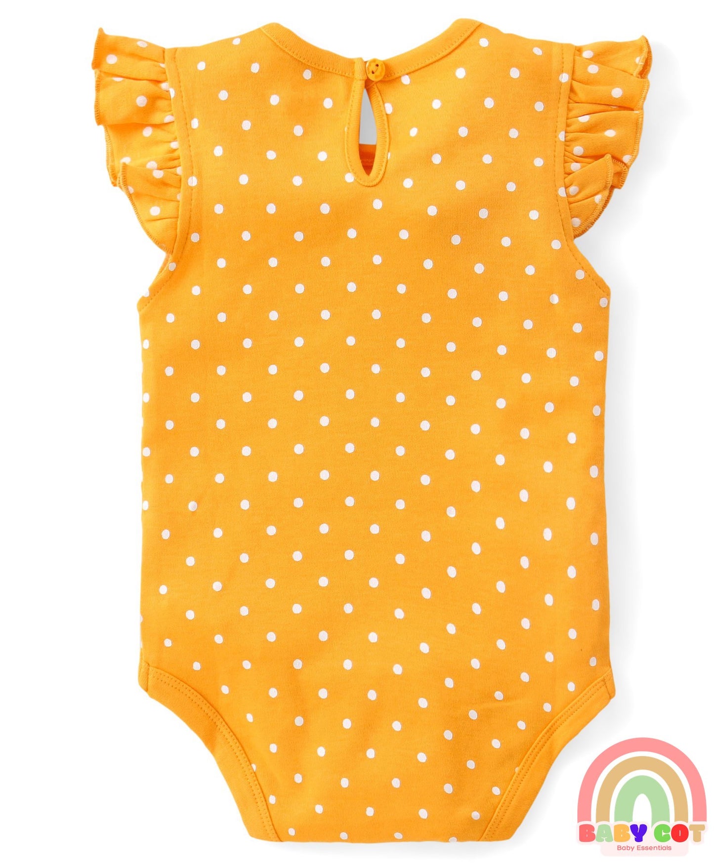 100% Cotton Knit Frill Sleeves Onesies with Floral & Polka Dots Print Pack of 3 - Pink Yellow & Purple