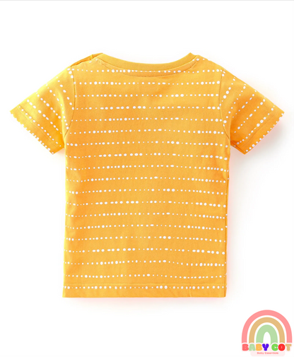 100% Cotton Knit Half Sleeves T-Shirts Tiger Print Pack of 3 - Yellow & Green