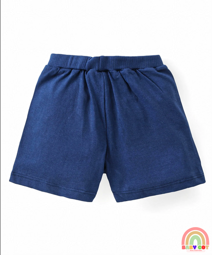 Cotton Knit Shorts with Car & Text Print Pack of 3 - Blue Green & Yellow