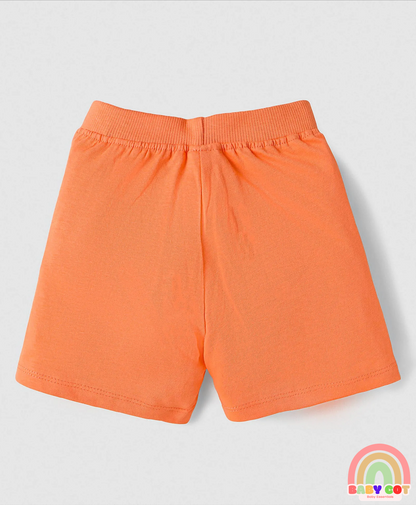 Cotton Knit Mid Thigh Length Shorts with Animal Print & Stripes Pack of 3 - Orange Blue & Yellow