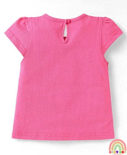 Cotton Knit Half Sleeves T-Shirts With Polka Dot & Floral Print Pack Of 3 - Pink & Light Green