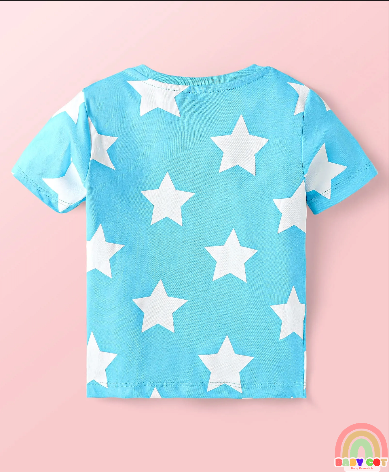 Cotton Knit Half Sleeves T-Shirts with Stripes & Star Print Pack of 5 - Blue Red & Yellow