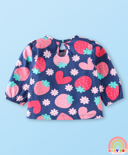 Cotton Knit Full Sleeves T-Shirts With Fruit & Polka Dot Print Pack of 5 - Multi Colour