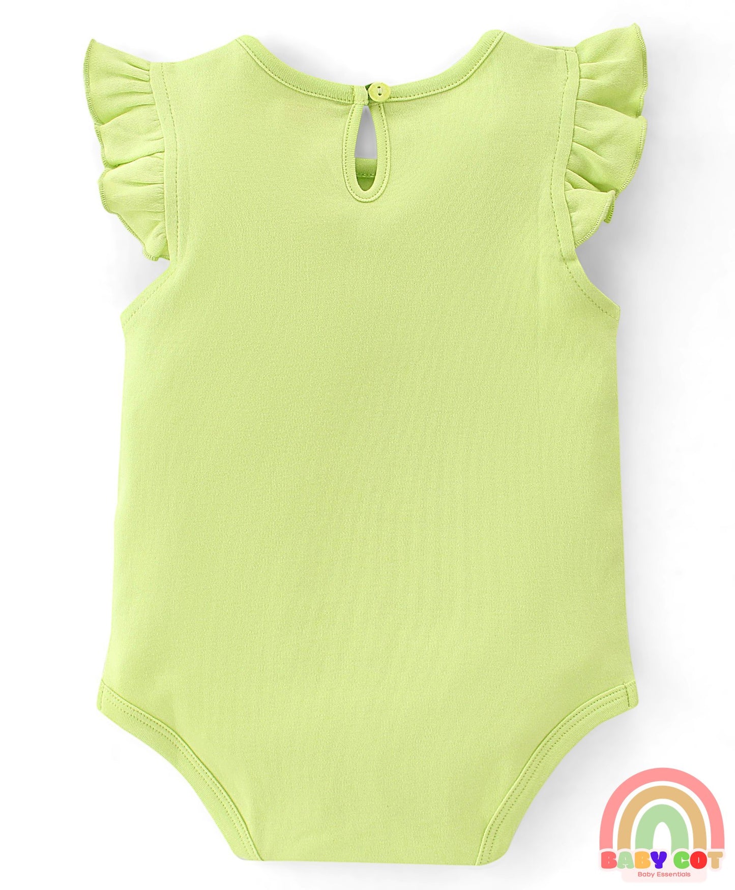 100% Cotton Knit Sleeveless with Frill Detailing Onesie Pack of 3 Text & Floral Print - Mutlicolour
