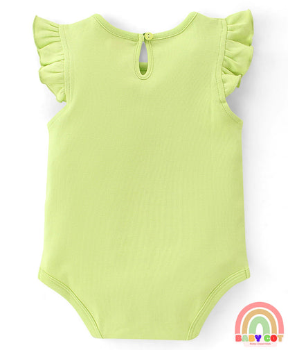 100% Cotton Knit Sleeveless with Frill Detailing Onesie Pack of 3 Text & Floral Print - Mutlicolour