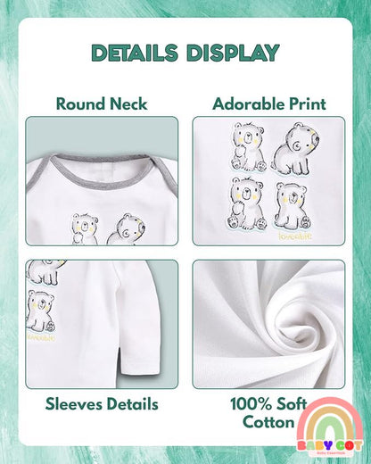 White Mellange 100% Pure Cotton Romper for Boys/Girls UNISEX