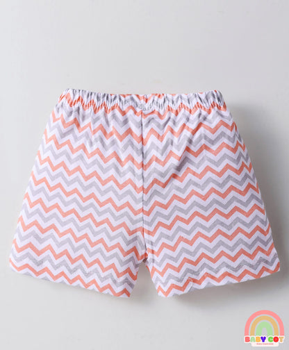 Single Jersey Knit Above Knee Length Shorts With Tropical & Geometric Shape Print Pack Of 5 - Multicolour