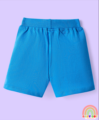 Cotton Knit Mid Thigh Length Shorts with Text Print & Tape Detailing Pack of 3 - Orange & Blue