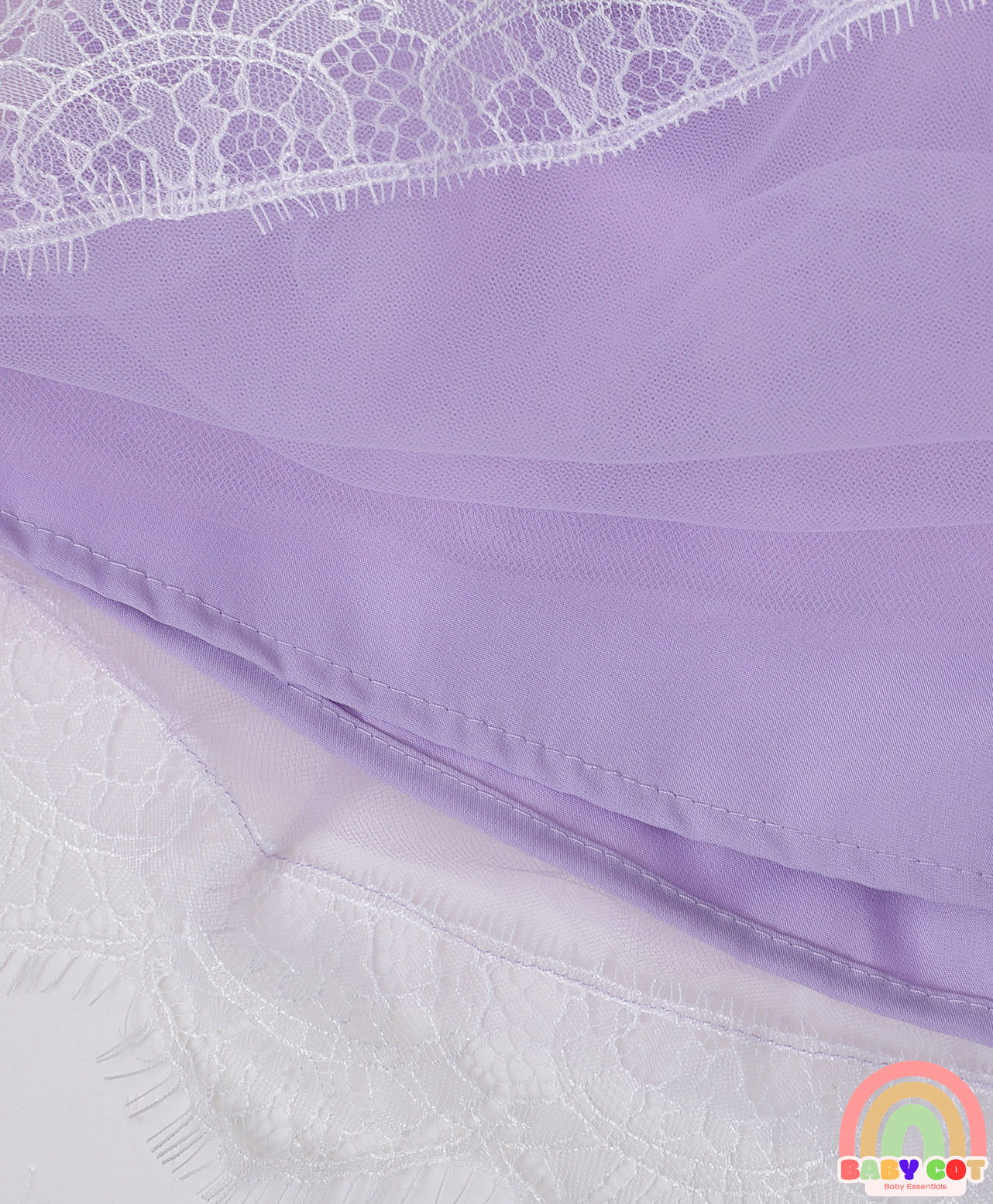 Sleeveless Mesh Frock with Floral Corsage - Purple