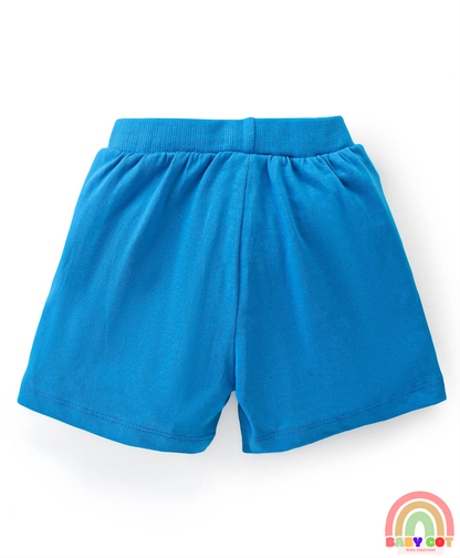 Cotton Knit Shorts With Varsity Print Pack Of 3 - Red Blue & Yellow