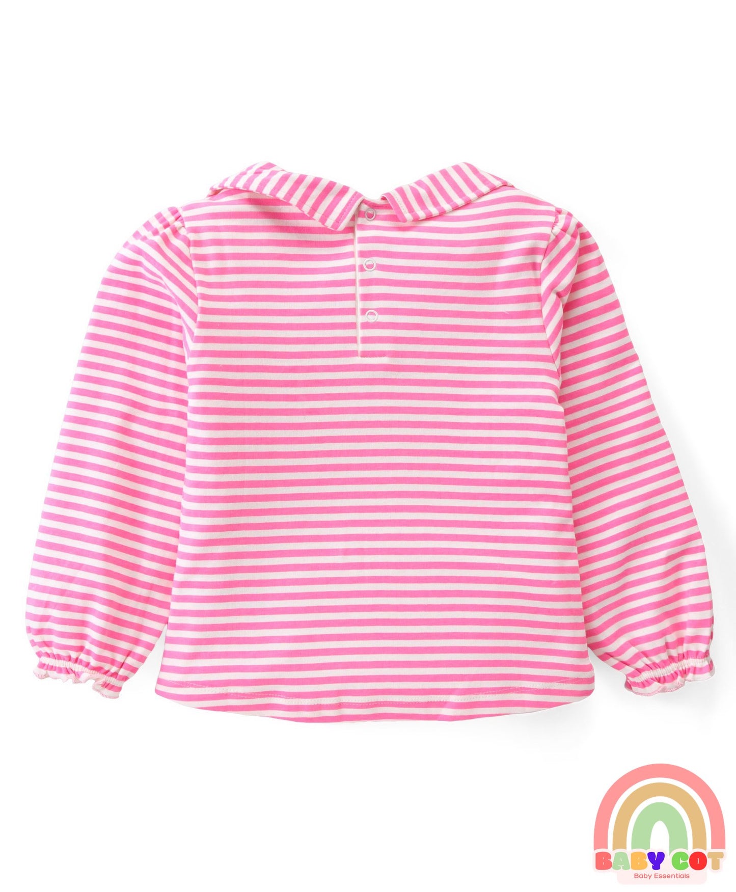 100% Cotton Knit Full Sleeves Peter Pan Collar Top With Eco- Jiva Finish Polka Dots Print Pack of 3- Multicolor
