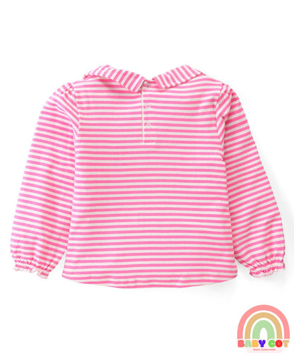 100% Cotton Knit Full Sleeves Peter Pan Collar Top With Eco- Jiva Finish Polka Dots Print Pack of 3- Multicolor