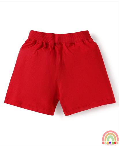 Single Jersey Knit Shorts with Stripes & Dino Print of 3 - Blue & Red