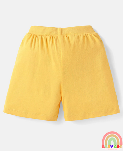 Single Jersey Knit Shorts with Explore Theme & Text Print Pack of 3 - Yellow Blue & White