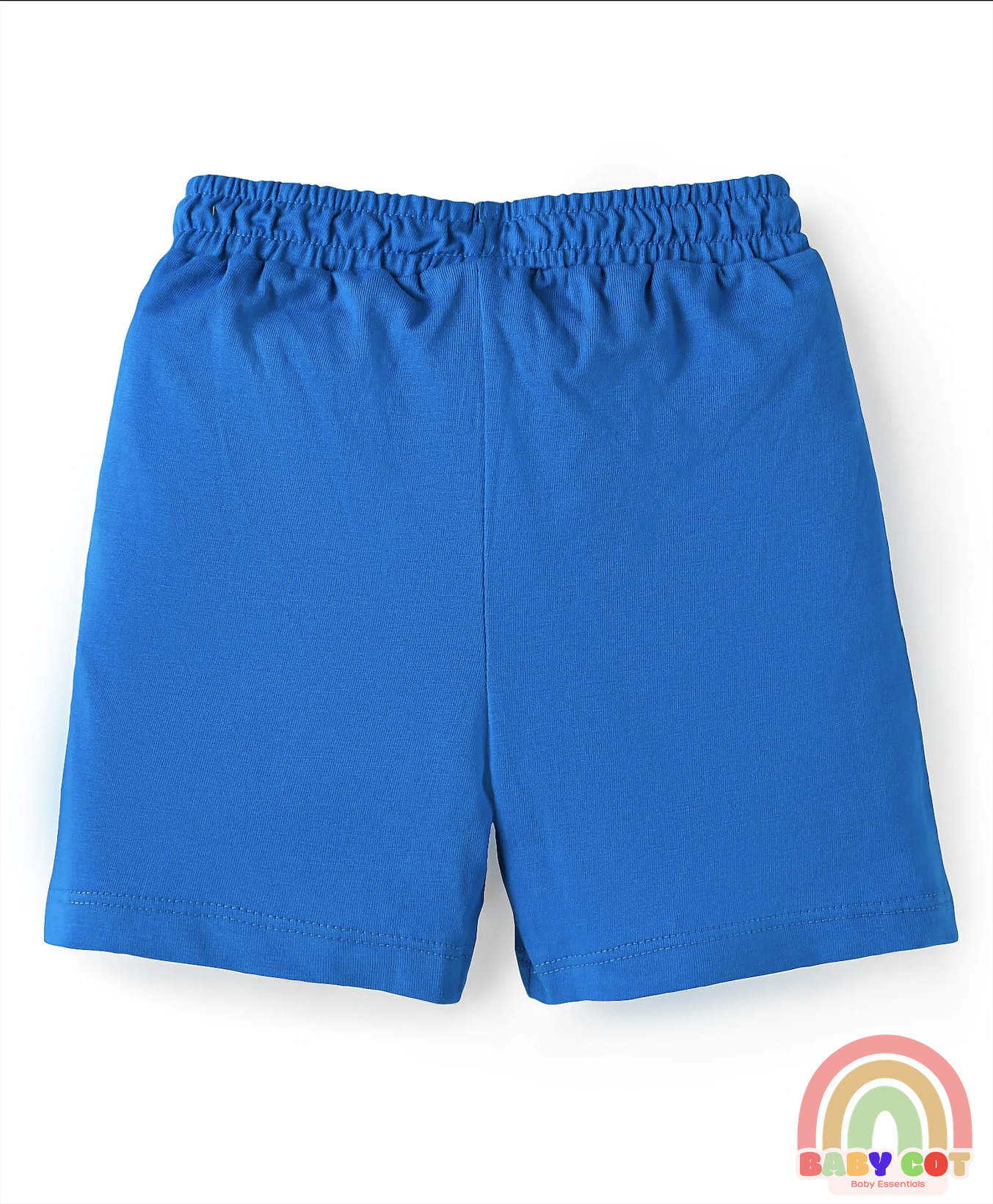 Cotton Knit Mid Thigh Length Shorts with Dino Print Pack of 3 - Grey Blue & Yellow