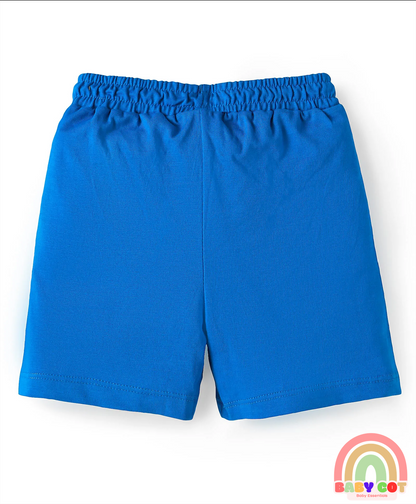 Cotton Knit Mid Thigh Length Shorts with Dino Print Pack of 3 - Grey Blue & Yellow
