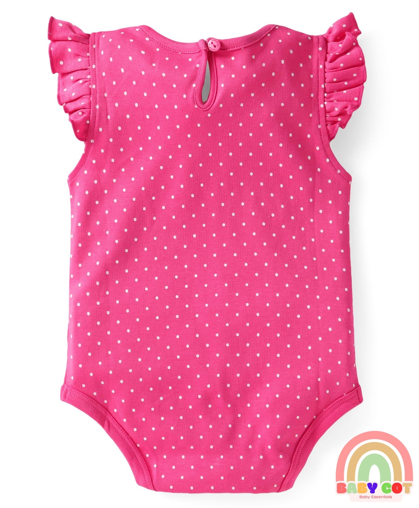 100% Cotton Knit Frill Sleeves Floral & Animal Printed Onesies Pack of 3 - Dark Pink Navy & Orange