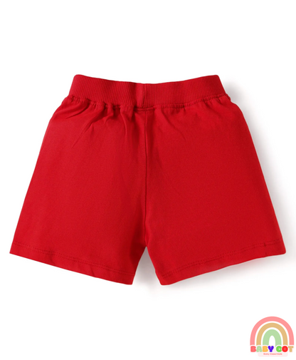 Single Jersey Knit Shorts with Stripes & Dino Print of 3 - Blue & Red