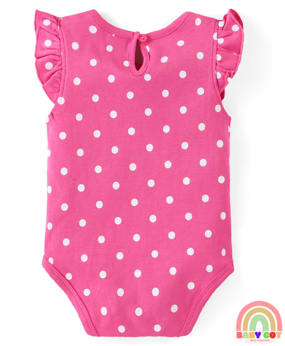 100% Cotton Knit Frill Sleeves Onesies with Floral & Polka Dot Print Pack of 3 - Multicolour