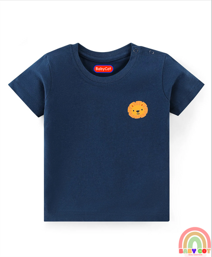 Cotton Knit Half Sleeves Lion Printed T-Shirts Pack of 5 - Multicolour