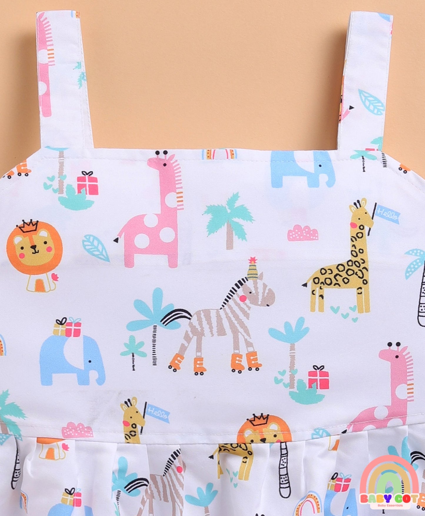 Cotton Knit Pack Of 3 Sleeveless Floral & Baby Animals Printed Dresses - Multi Colour