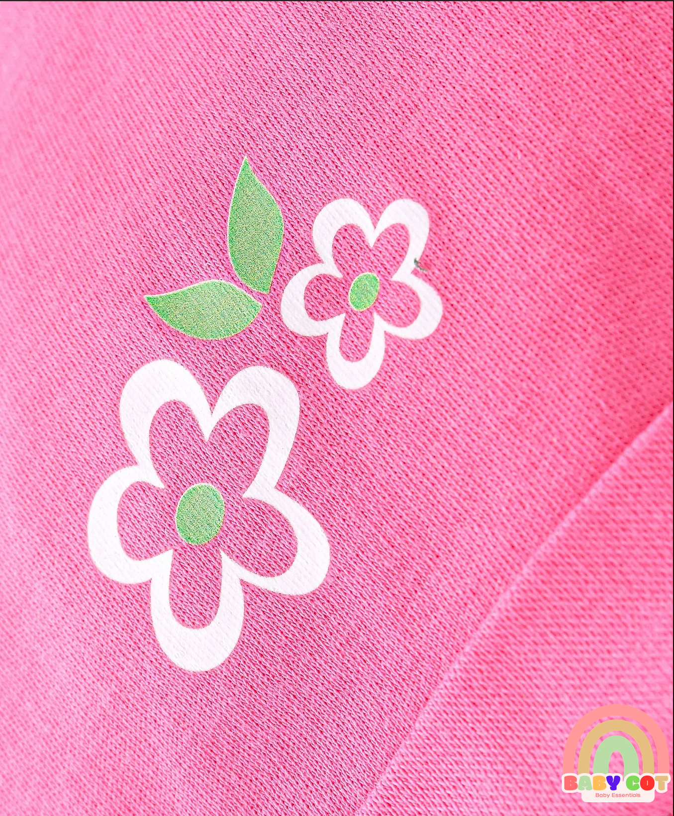 100% Cotton Knit Cap Mittens & Booties Set Floral Print Pack of 2 Pink & White - Diameter 12 cm