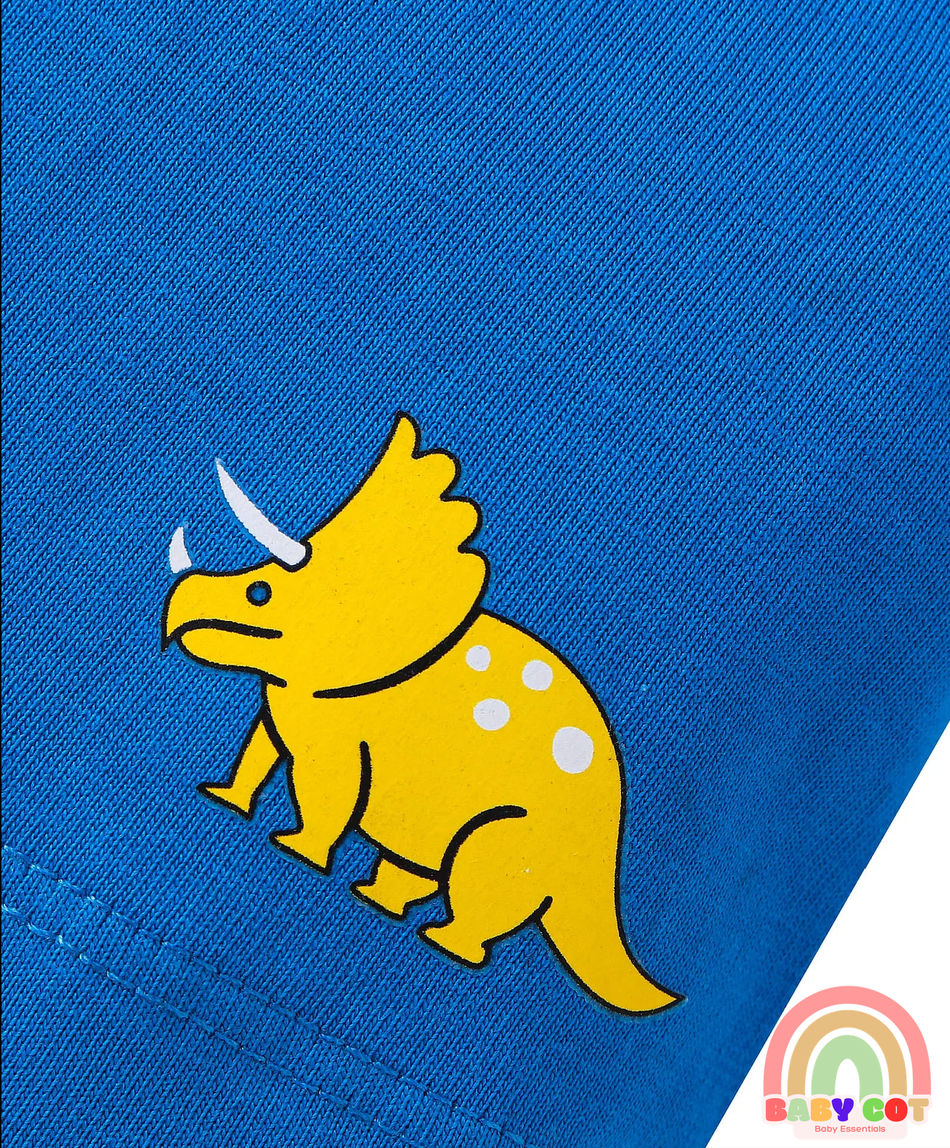 Cotton Knit Mid Thigh Length Shorts with Dino Print Pack of 3 - Grey Blue & Yellow