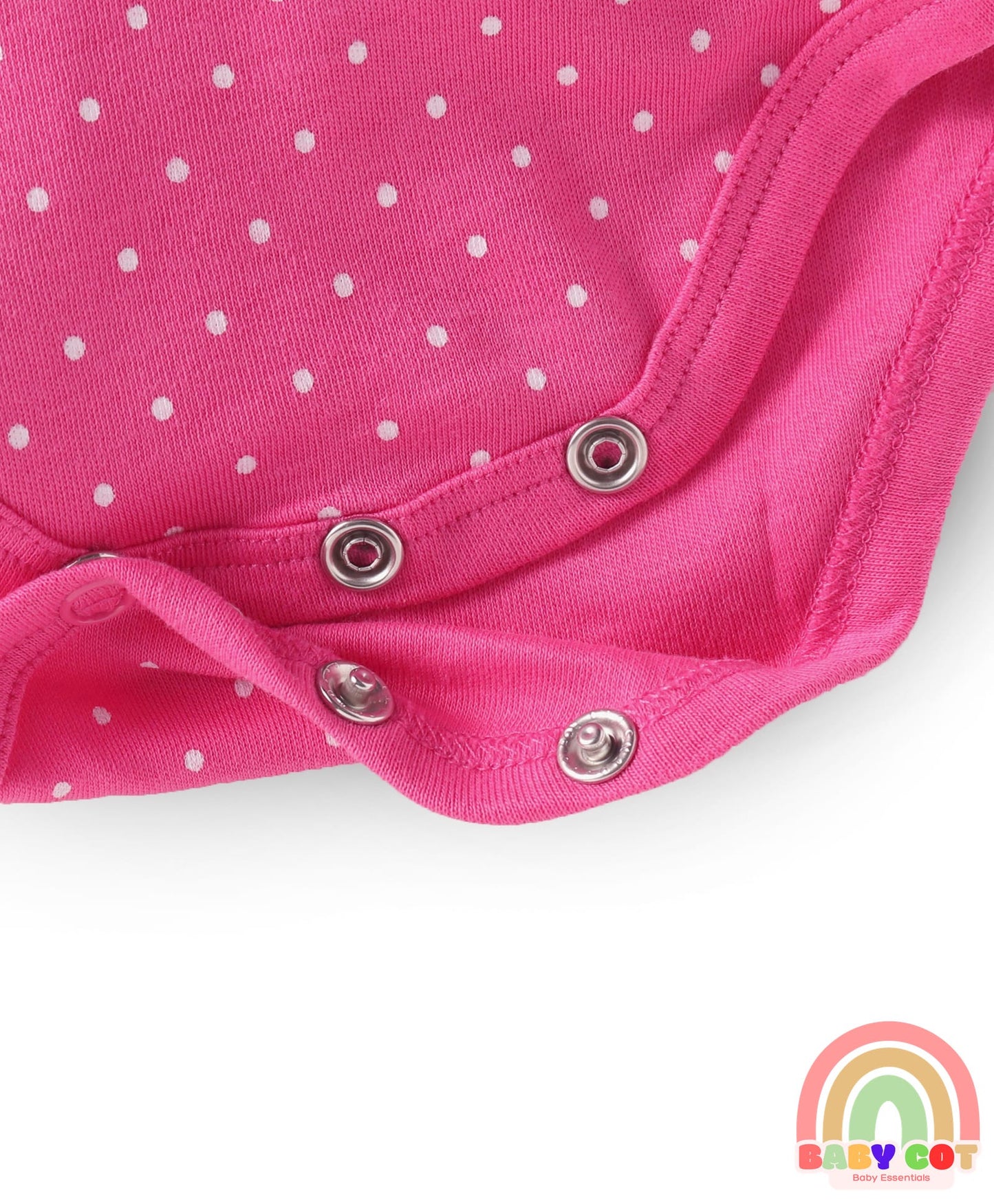 100% Cotton Knit Frill Sleeves Floral & Animal Printed Onesies Pack of 3 - Dark Pink Navy & Orange