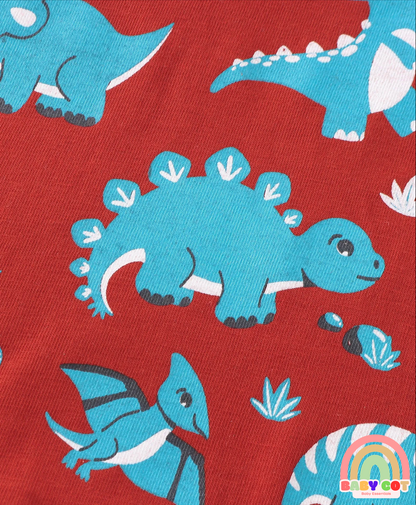 Cotton Knit Full Sleeves T-Shirt with Dino & Striped Print Pack of 3 - Multicolor