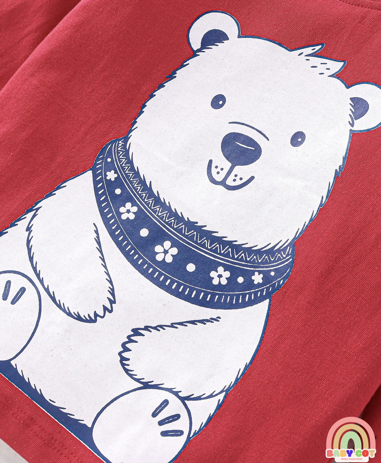 Cotton Knit Full Sleeves Striped Text & Bear Printed T-Shirts Pack of 3 - Red Yellow & Navy Blue