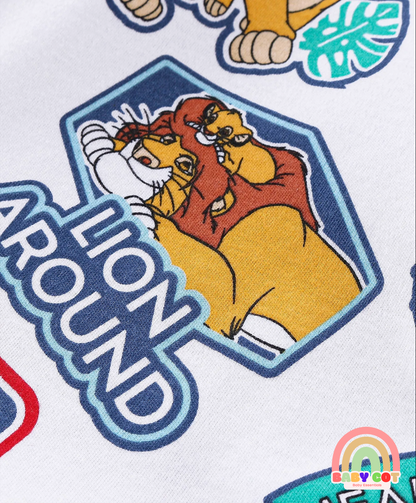 Interlock Half Sleeves Onesies With Lion King Graphics Pack of 3 - Multicolour