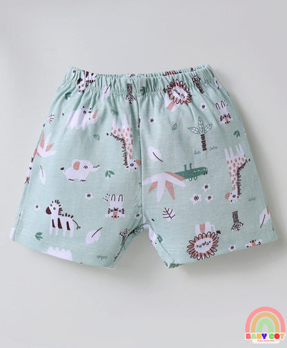 Single Jersey Knit Above Knee Length Shorts With Animal & Heart Print Pack Of 5 - Multicolour