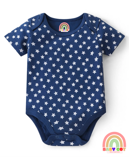 100% Cotton Knit Half Sleeves Onesies Bear Print Pack of 5 - Multicolour