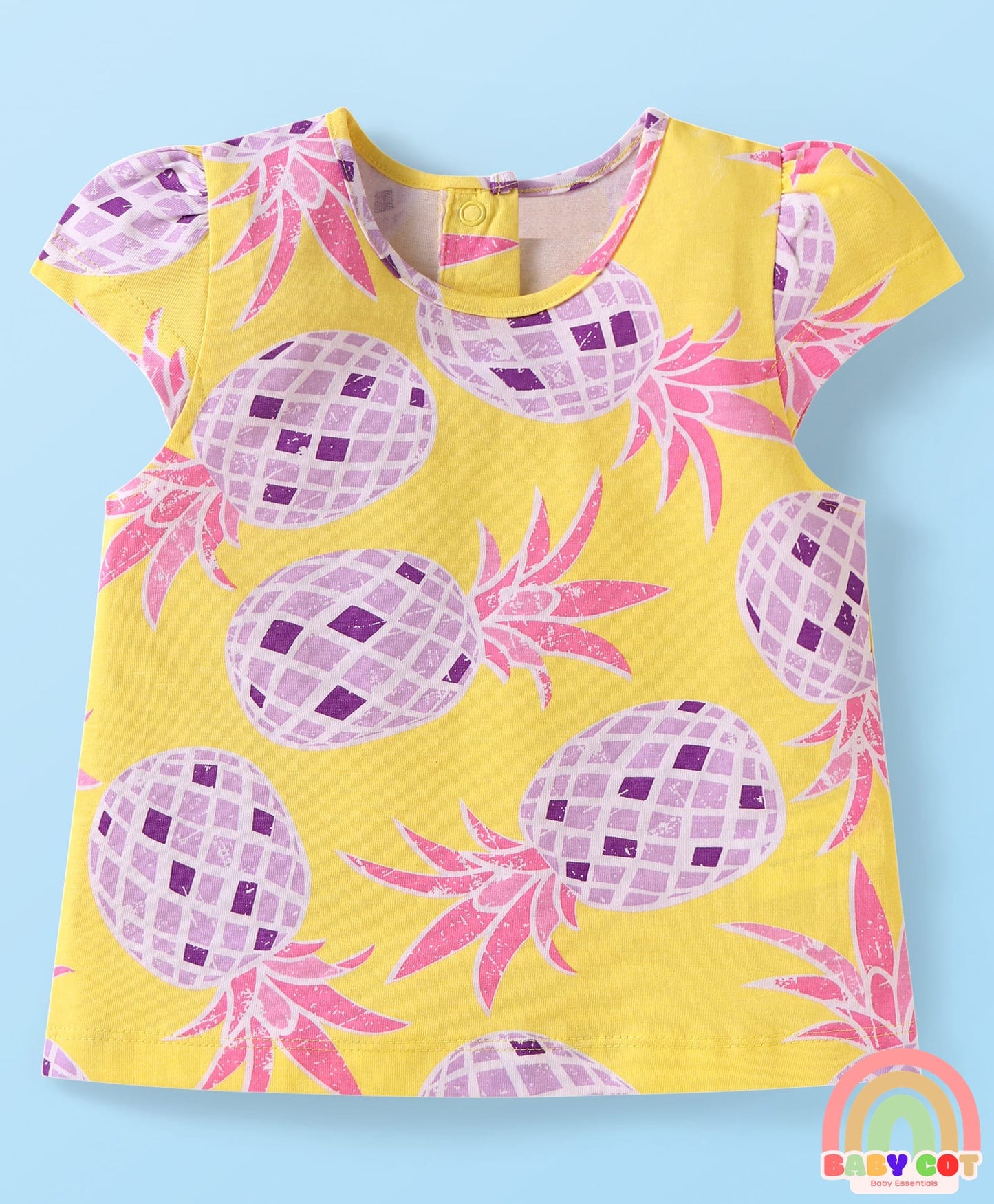 Cotton Knit Cap Sleeves T-Shirts with with Fruits Print Pack of 5 - Multicolor