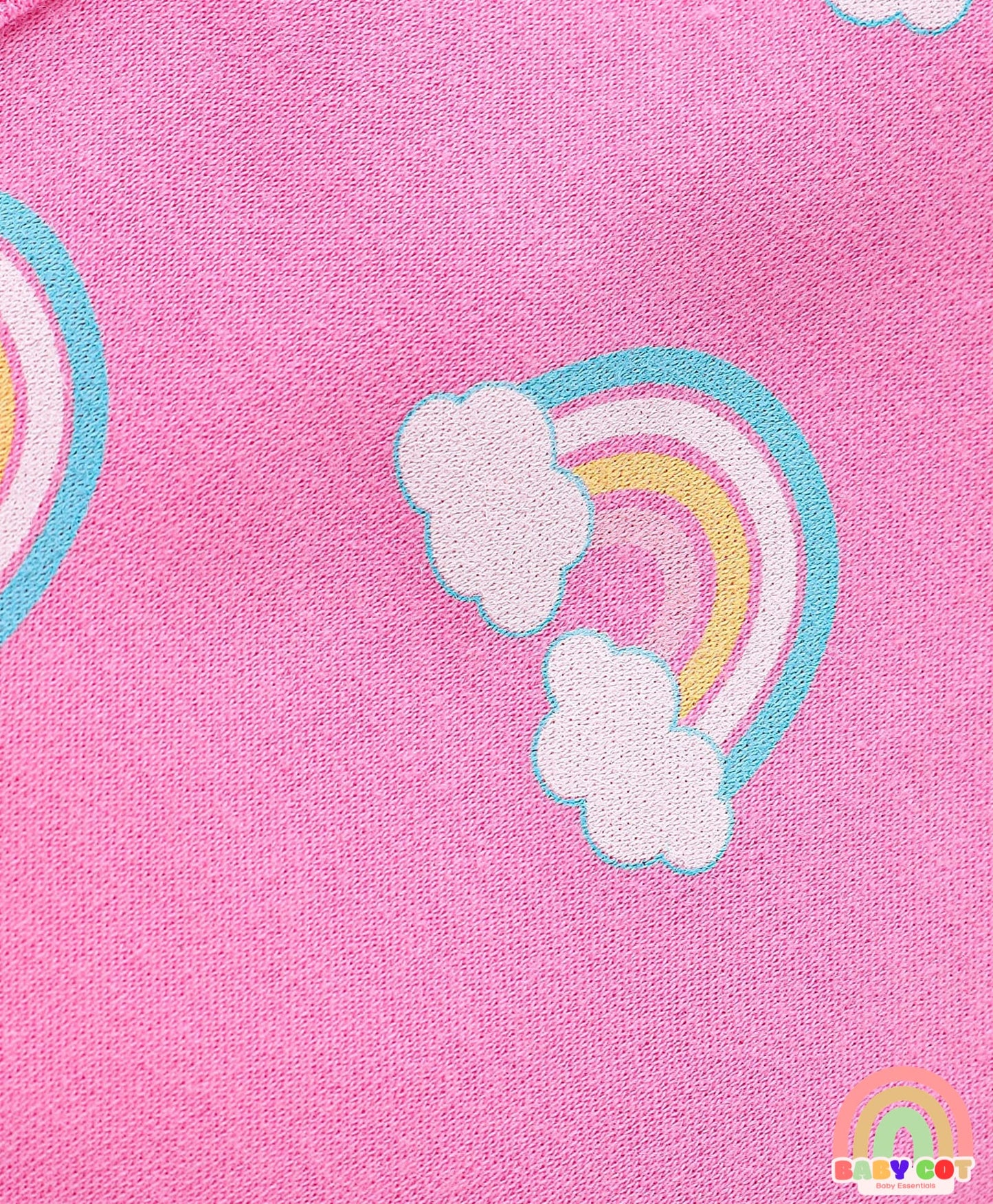 Cotton Knit Frill Sleeves T-Shirts With Polka Dot & Tropical Print Pack 3 - Pink & Light Blue