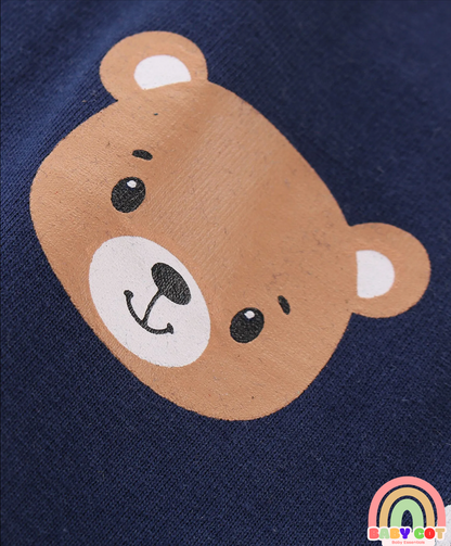 100% Cotton Knit Sleeveless T-Shirt Stripes & Bear Graphics Pack Of 3 - Multicolor