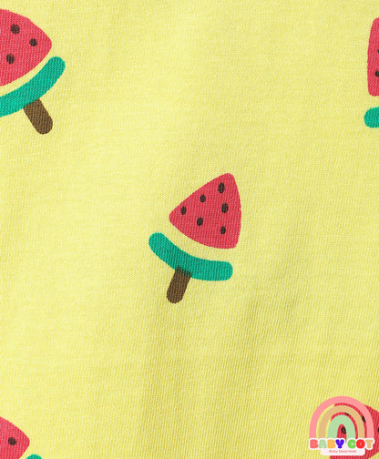 Cotton Knit Half Sleeves T-Shirts With Tropical Print Pack Of 3 -Yellow & Pink