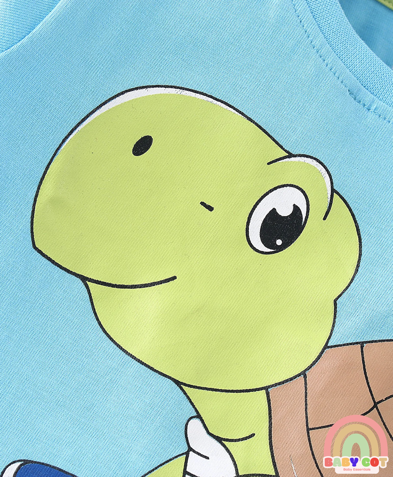 Cotton Knit Half Sleeves Striped T-Shirts Turtle Print Pack of 3 - Multicolour