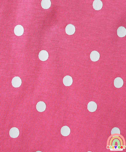 100% Cotton Knit Half Sleeves T-Shirts With Polka Dots Heart & Enjoy The Day Text Print Pack of 3 - Pink & White