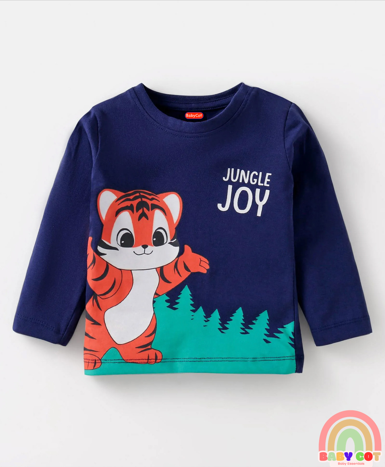 Cotton Knit Full Sleeves T-Shirts With Stripes Text & Animal Print Pack Of 7 - Blue Yellow Orange