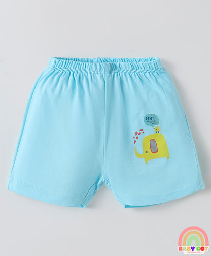 Single Jersey Knit Above Knee Length Shorts With Floral & Heart Print Pack Of 5 - Light Multicolour
