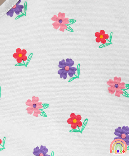 Cotton Knit Half Sleeves T-Shirts With Tropical Print Pack Of 3 -Purple & Pink